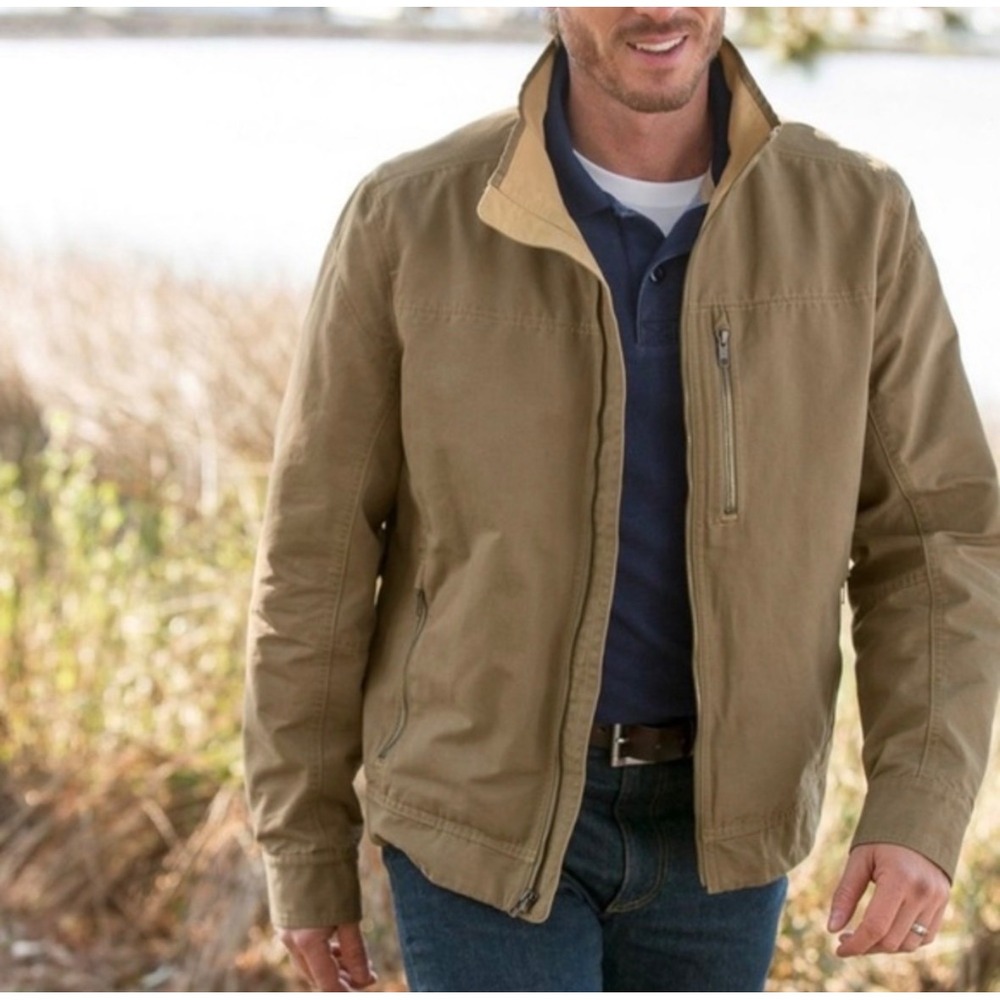 LL Bean Mens Pine Ridge Insulated Field Barn Jacket Chore Fleece Lined Tan Large